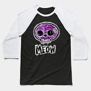 Kitty Skull Meow Baseball T-Shirt